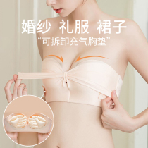 Wear a dress special underwear backless dress strapless cross-slip brashem wedding bra women invisible skirt