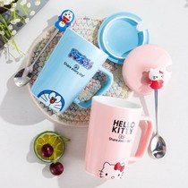 Cute office girl KT jingle ceramic cup couple Cup Cup mug doll Cup cartoon with lid spoon