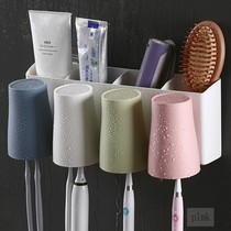 Dental cup Family suit Three-mouth shelve teeth brushing cup Home One gargling cup hanging wall-style toilet wall-hanging