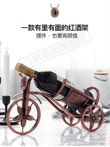 Red wine ornaments red sprinkler bottle pendulum rack bar supplies creative personality red wine holder household iron wine shelf