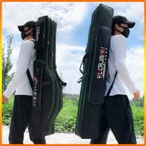 Fish pole bag fishing bag waterproof lightweight multifunctional three-layer large capacity shoulder hand-held Sea Pole big belly bag fishing gear bag