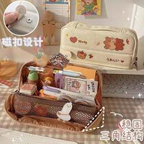 Simple pencil case large capacity female middle school student Boy junior high school students ins Japanese Net red canvas portable stationery bag