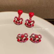 Thai tip little tiger earrings special design sense advanced national wind earrings New year red tiger head earrings