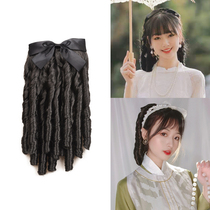 Show rhyme wig Republic of China style retro performance court roll bow gold powder family female Roman roll princess fritter roll