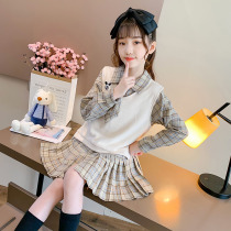 Girls dress Summer 2022 New Yangqi Childrens dress College Wind Princess Skirt Girl Thin Suit Skirt