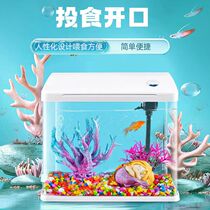 Water-free small fish tank home living room small glass goldfish tank office desktop ecological landscaping oxygenation aquarium