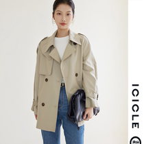 ICICLEs and womens dress 2022 Early spring new card its color casual 100 hitch short double-row button-down windsuit jacket woman