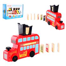Domino automatic drop car Children boy year old electric train licensing educational wooden toy assembly