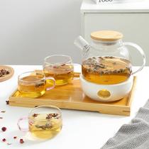 Nordic heat-resistant glass flower teapot candle heating flower tea set fruit teapot set afternoon tea candle teapot