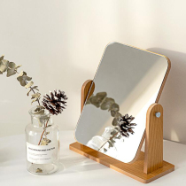 Mirror Makeup Mirror Student Dormitory Desktop Dressing Mirror Household Bedroom Wood Folding in Wind Small Mirror