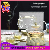 Health pot afternoon tea flower teapot set heat-resistant glass candle heating boiled fruit flower plant teapot flower tea cup