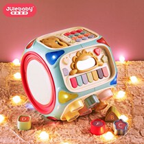 Tambourine hand drum six-sided drum baby toy puzzle 6 months or more baby fine movement training hexahedron