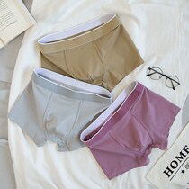 Youth individuality waist pure cotton trendy flat angle pants pure color comfortable and breathable four-corner pants shorts 3 mens underpants