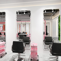 Modern simple barber shop mirror table beauty shop full body mirror wall against wall hair salon cut hair perm net red trend