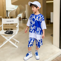 Boys summer clothing suit 2022 new children fake two slim fit short sleeve boy sports childrens clothing T-shirt Two sets