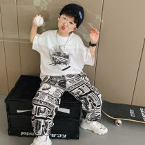 Boys summer clothing suit 2022 new CUHK Boy Boy Summer loose Anti-mosquito pants Children short sleeves Two sets