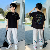 Boys summer clothing suit 2022 new children CUHK Fairy Fry Street Light Thin Sports Short Sleeve Ice Silk Trousers Two Sets