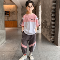 Boys summer clothing suit 2022 new CUHK Scout Han version Summer short sleeve handsome boy Two sets of childrens clothes