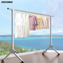 High-end drying rack floor-to-ceiling folding indoor balcony telescopic clothes rail stainless steel single rod household drying quilt brand