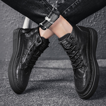 Martin Boots Male Middle Gang Clothing Boots Inlen Wind Burlock Mens Shoes Summer Fashion Genuine Leather Men High Help Leather Shoes