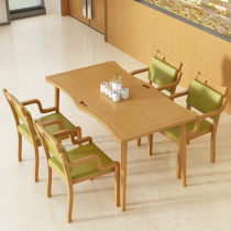 Custom nursing home dining room Dining Hall Dining Room Solid Wood Table And Chairs Suitable Aged furniture Elderly apartment Coniculture establishments Table chairs