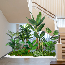 Simulation green plant combination landscaping stairs under the shopping mall tropical fake plant landscape fake tree indoor potted decoration ornaments