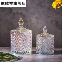 Rome Nordic Crystal Glass Containing Jar Squared Sugar Jars Jewelry Jars Candy Jar Candy Jar KTV Bar