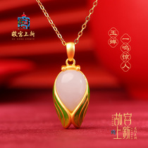 The Forbidden City must pass the Hetian jade pendant girls gold list title research ashore gift exam lucky auspicious necklace