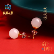 The Palace Senior Sensation Ear Nail Girl and Tian Yuear Decorated Official Flagship Store Pure Silver Jade Earrings Small Crowd of the Ancient Wind National Tide