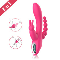 G-spot three-head vibrator female masturbator adult sex toys