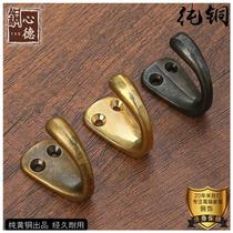 Solid wood door retro Chinese pure copper hanging clothes custom hook clothes hat hook solid bronze clothes hook rear hook clear wall hook