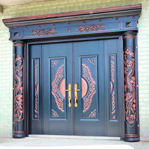 2022 new villa door entrance door rural self-built house entrance door home four-open Chinese imitation copper door
