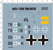 61068-4104 1:72 Ju87G-1 stuka tank buster Stutka bomber Water Paste 1