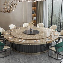 Hotel Big Round Table Electric Dining Table 20 People Imitation Marble Rock Plate Hotpot Table Hotel Eu Style Table And Chairs Swivel Turntable
