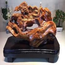 Cliff Bergen Sculpture Pendulum Pieces Living-room Adornment Handmade Engraving Aging Cliff Bergwood Engraved Scenery Back-back Fragrant Miniatures