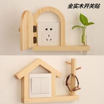 Socket Ugly God-Ware Solid Wood Switch Embellished With Wall Patch Panel Protective Sheath Shield shelter Decorative Frame Individuality Stickler