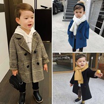 Childrens clothing baby trench coat spring and autumn foreign atmosphere childrens tweed coat in the long style boy little boy hair tweed spring tide