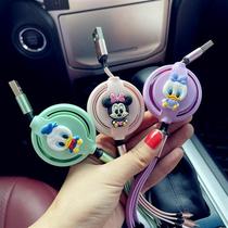 Car use data line one-drag three-in-one charger multifunction onboard fast-charging apple type-c Android telescopic