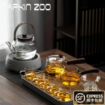 NZ glass tea set household office high-grade kung fu tea plate heat-bubble teapot electric pot cooking tea