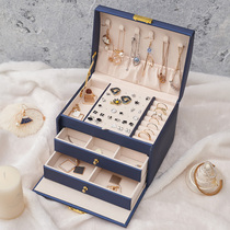 Earring box earrings jewelry box double-layer lock large-capacity jewelry box necklace ring bracelet storage box