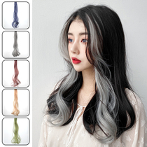 Hanging ear dyed curly hair color wig female infects a piece of invisible trace long hair wig patch
