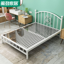 Environmentally friendly stainless steel bed 1 5m 1 8m minimal modern childrens bedroom iron bed thickness steel bed frame
