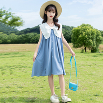 Girls dress summer children sleeveless skirt 2022 new summer dress big kids thin style foreign fashionable princess dress