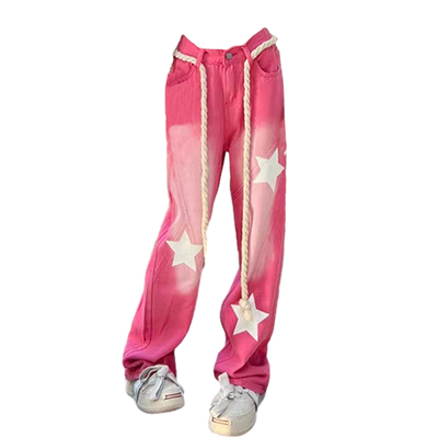 taobao agent Retro jeans, small pants, American style, loose straight fit, fitted, trend of season