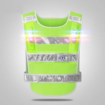 Reflective safety vest workwear LED rechargeable explosion flashing light traffic high-speed rescue sparkling reflective clothing waistcoat