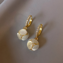 Ottles discount store Withdrawal Cupboard Clearance Clear Cabin Pick Up 18K Gold Cat Eye Stone Earrings Outletts Female Accessories