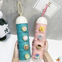 Baby large volume milk powder box portable out layered seal moisture-proof baby rice pink check baby cartoon dispensing box