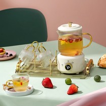 Heated flower teapot set heat-resistant glass boiled fruit tea English afternoon tea tea set flower tea cup with health tea cup