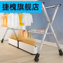 Stainless steel clothes drying rack floor-to-ceiling folding indoor balcony cool bedroom home baby telescopic rod type drying quilt artifact