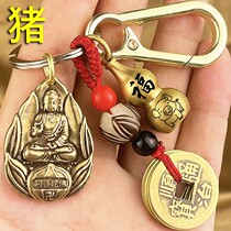 Amitabha Buddha pendant pendant amulet mens and womens life Buddha cinnabar protection lotus zodiac safety buckle brass